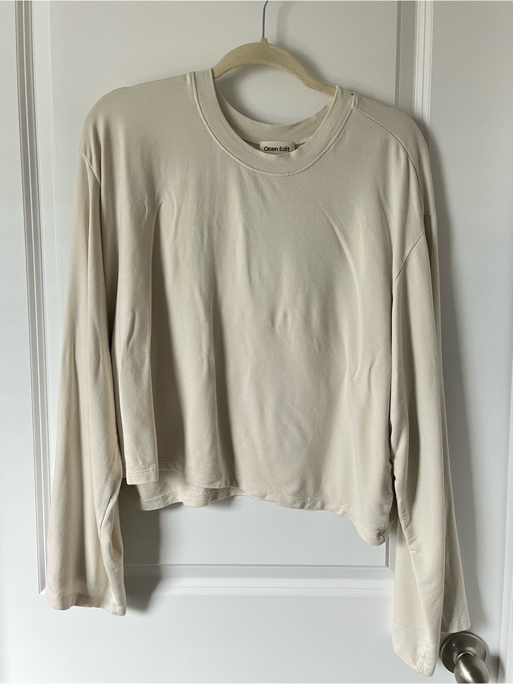 Open Edit XL Cream White Flare Longsleeve Shirt Top